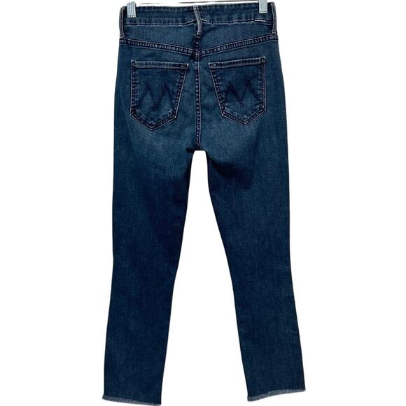 Mother High Waisted Looker Ankle Fray Jeans Moonlust Privateer Dark Wash Casual - Picture 3 of 9
